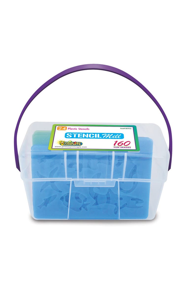 Kaplan Early Learning Company Stencil Mill Set - ABCs, 123s, Animals, People & Emotions, Alternate, color, Multicolored