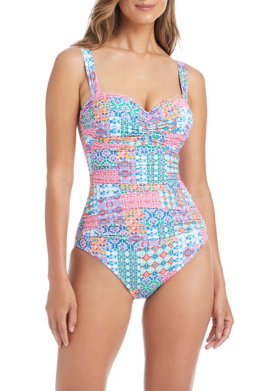 Bleu Rod Beattie Rod Beattie Shirred Underwire One-piece Swimsuit In Pink