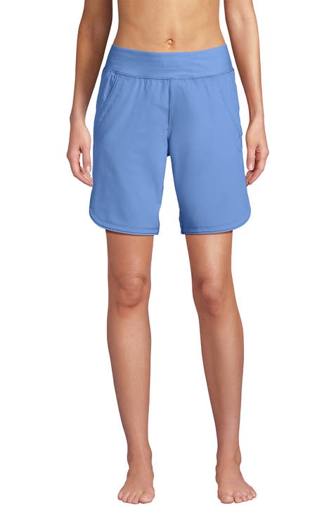 9" Quick Dry Elastic Waist Modest Board Shorts Swim Cover-up Shorts with Panty