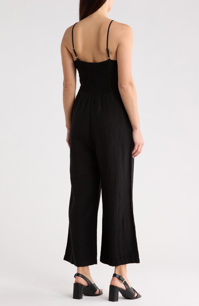 matty m. Linen Blend Straight Leg Jumpsuit, Alternate, color, Black