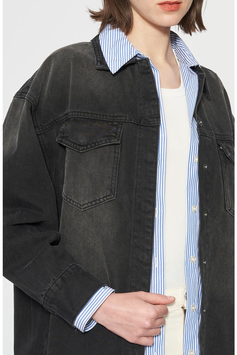 Oversize Denim Shirt Jacket, Alternate, color, BLACK