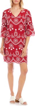 Karen Kane Embroidered Flare Sleeve Minidress