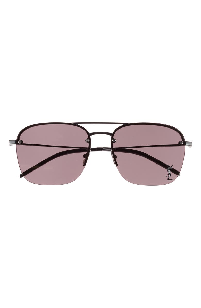 Saint Laurent 57mm Aviator Sunglasses, Main, color, Black Black Black