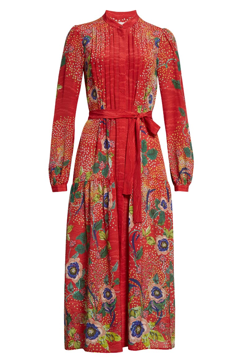 Remi Long Sleeve Silk Dress, Alternate, color, 1769-MEADOW DIANTHUS PLMT