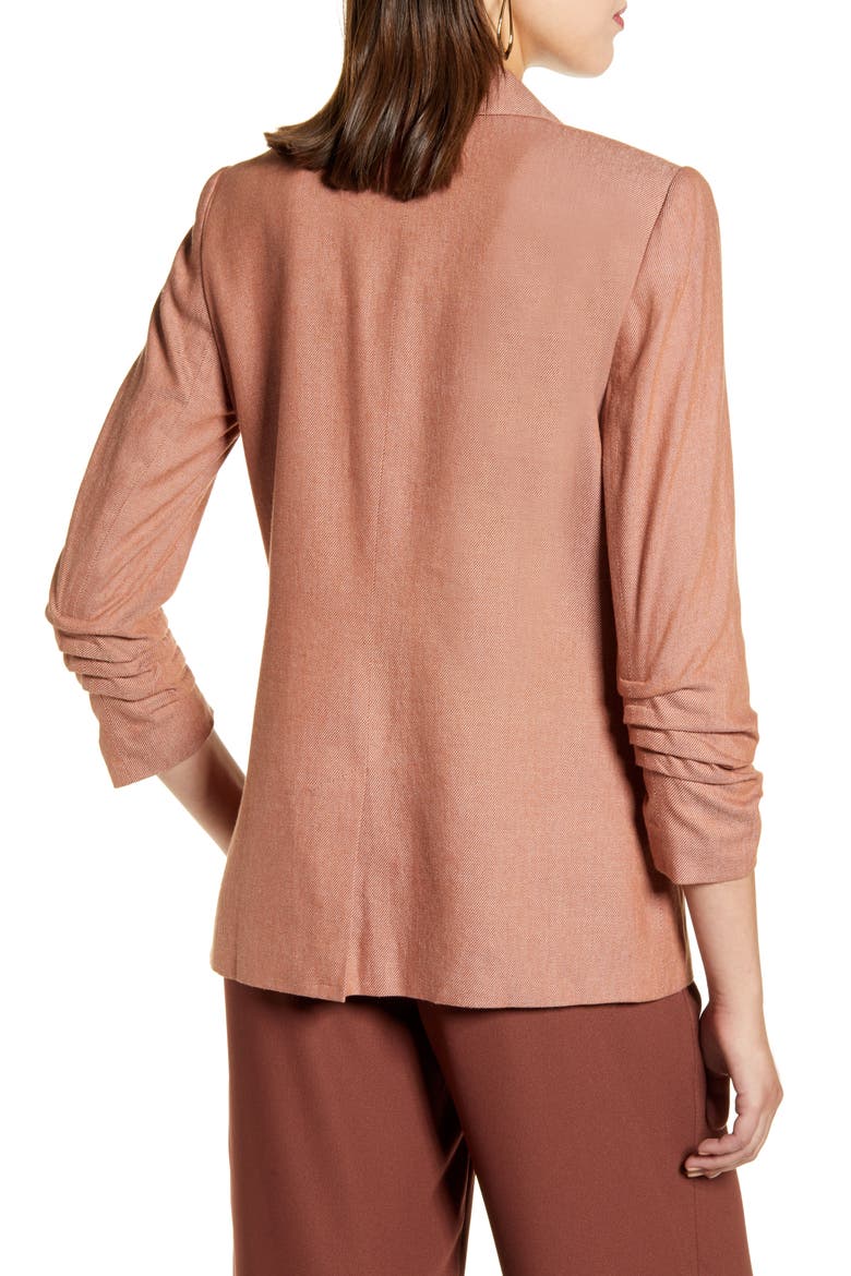 Ruched Sleeve Blazer, Alternate, color, RUST SEQUOIA