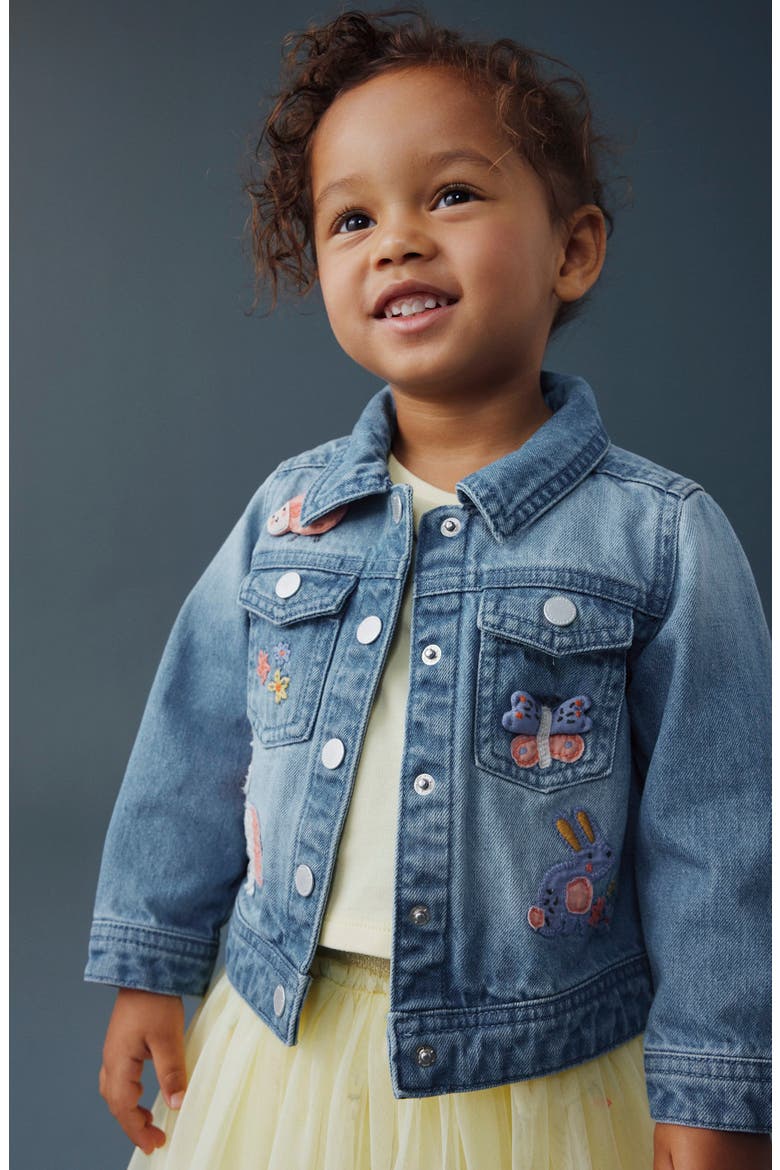 Kids' Embroidered Denim Jacket, Alternate, color, BLUE