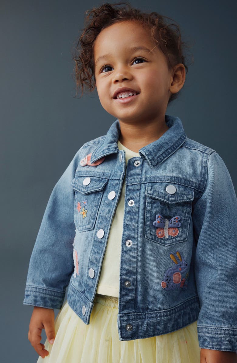 NEXT Kids' Embroidered Denim Jacket, Alternate, color, Blue