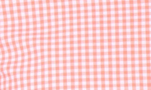 Tailorbyrd Gingham Short Sleeve Stretch Cotton Button-up Shirt In Tangerine