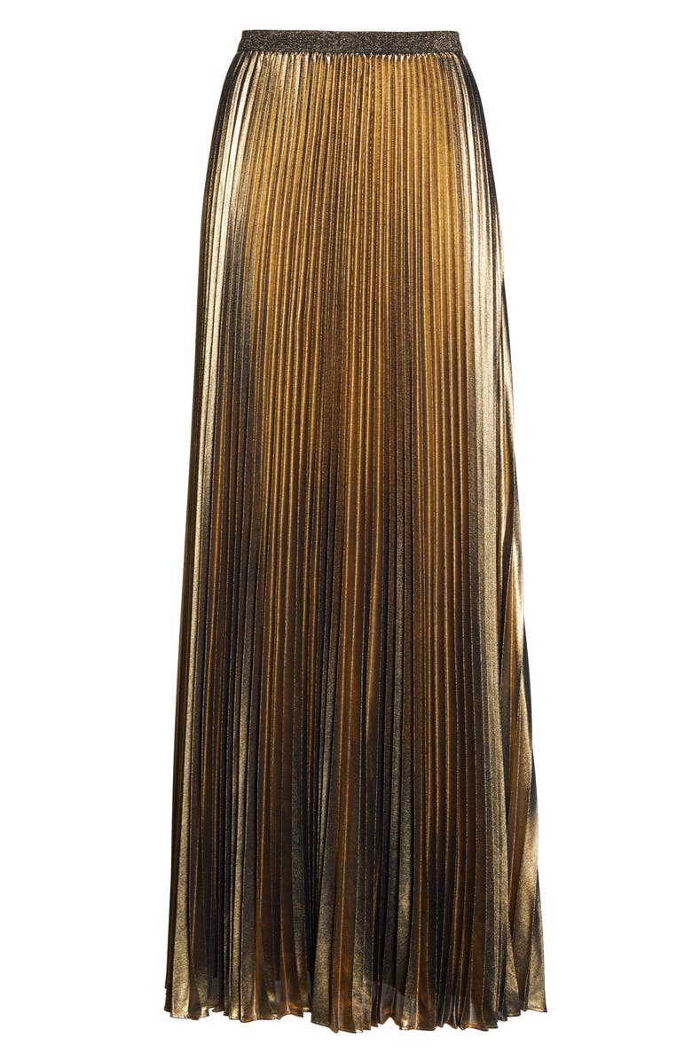 Eliza J Metallic Pleat Maxi Skirt, Alternate, color, 