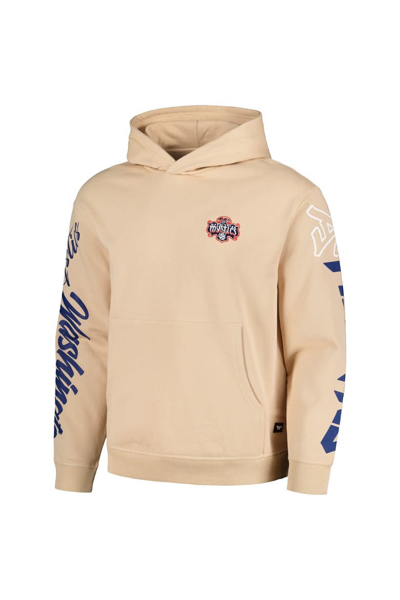 Unisex The Wild Collective Cream Washington Mystics Graffiti Acid Wash Pullover Hoodie, Alternate, color, Cream