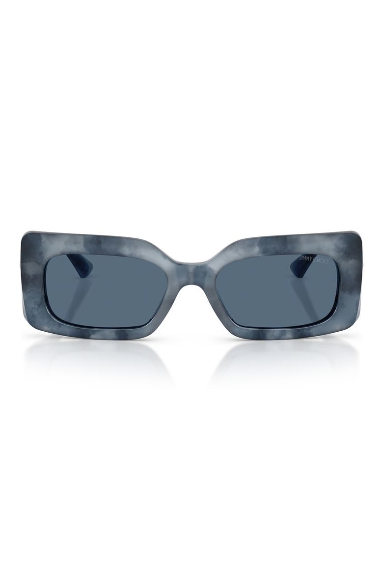 53mm Rectangular Sunglasses, Main, color, NAVY BLUE HAVANA / DARK BLUE