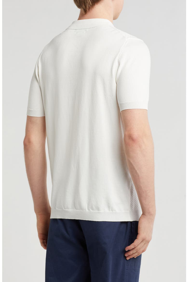 Textured Sweater Knit Zip Polo, Alternate, color, CREAM
