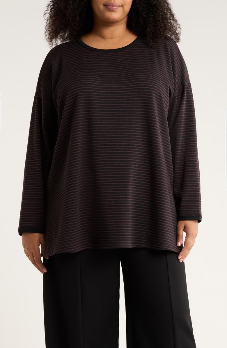 Eileen Fisher Stripe Relaxed Fit Tunic, Main, color, Cassis