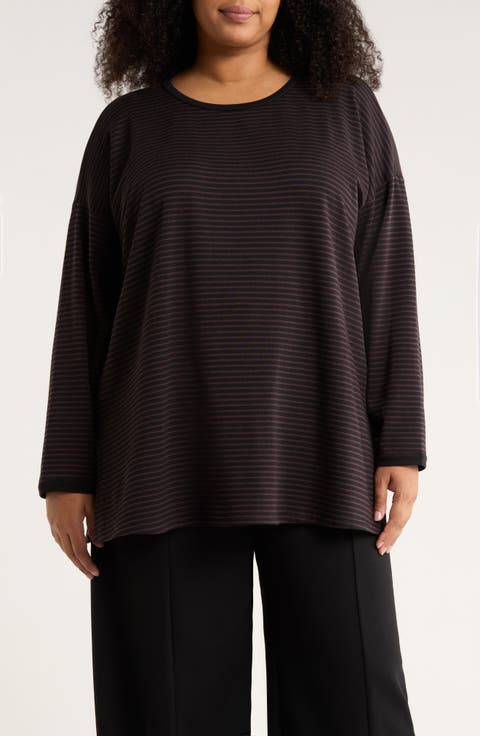 Stripe Relaxed Fit Tunic (Plus)