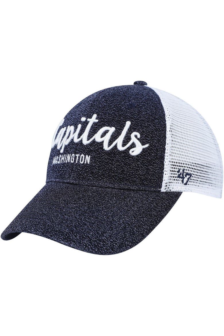 Women's '47 Navy/White Washington Capitals Encore MVP Trucker Snapback Hat, Main, color, Navy