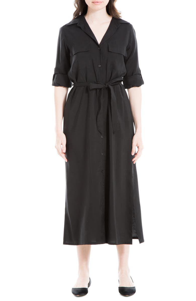 MAX STUDIO Roll Sleeve Utility Maxi Shirtdress, Main, color, 