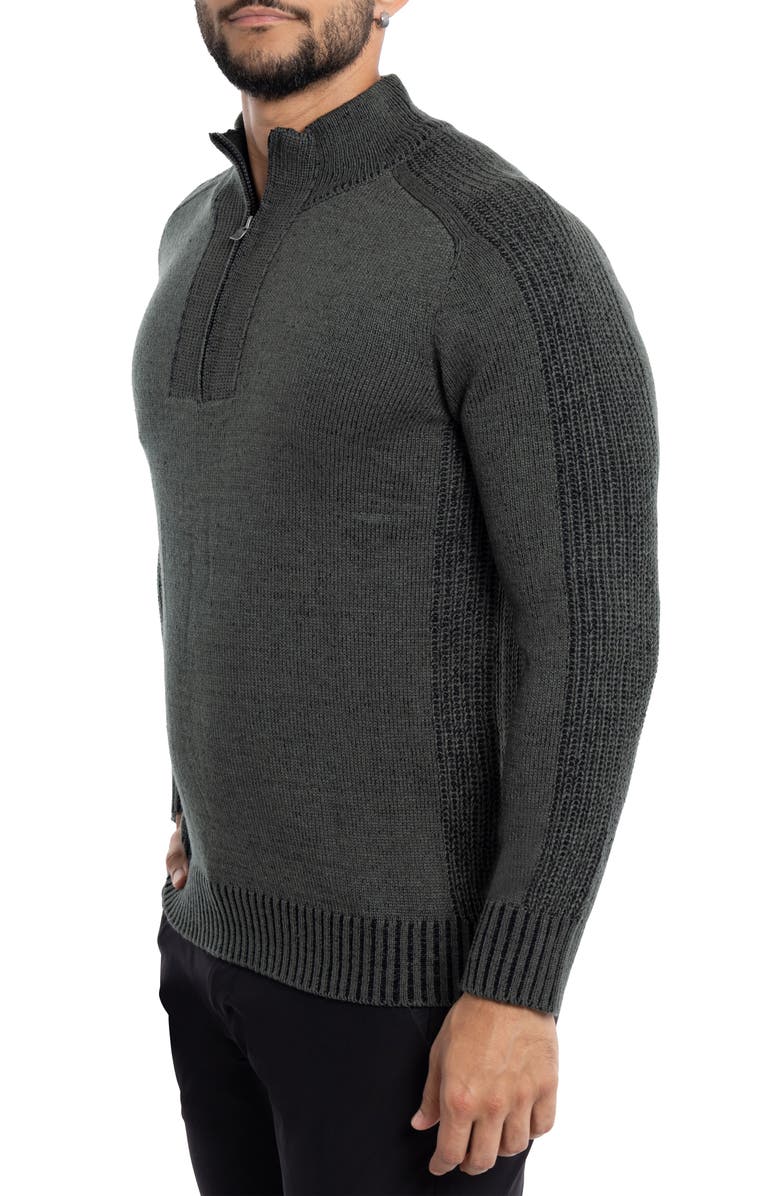 XRAY Quarter Zip Marble Knit Sweater, Alternate, color, Olive Marble