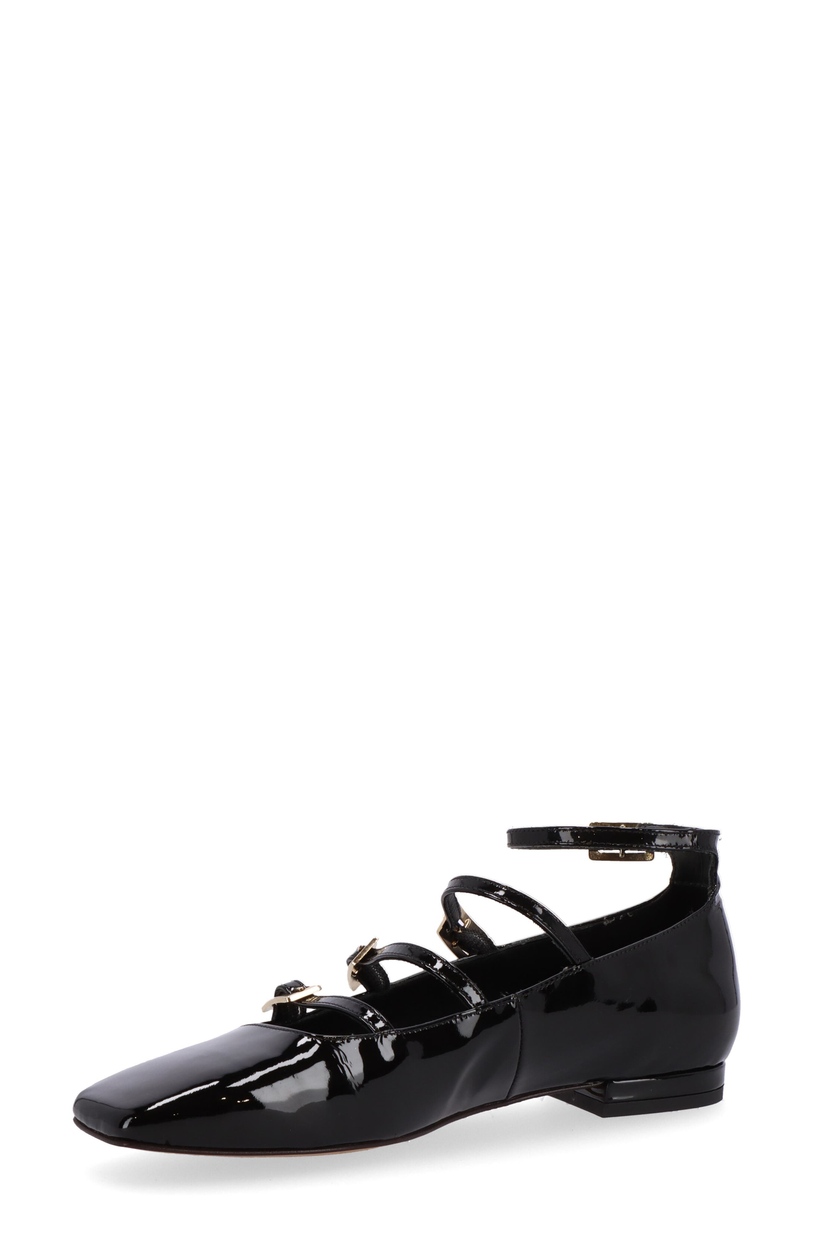 Luke Strappy Mary Jane Ballet Flat, Alternate, color, BLACK