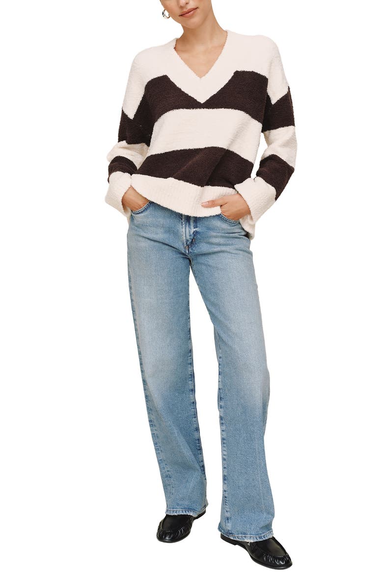 Bella Dahl Oversize V-Neck Sweater, Alternate, color, Frost And Fawn