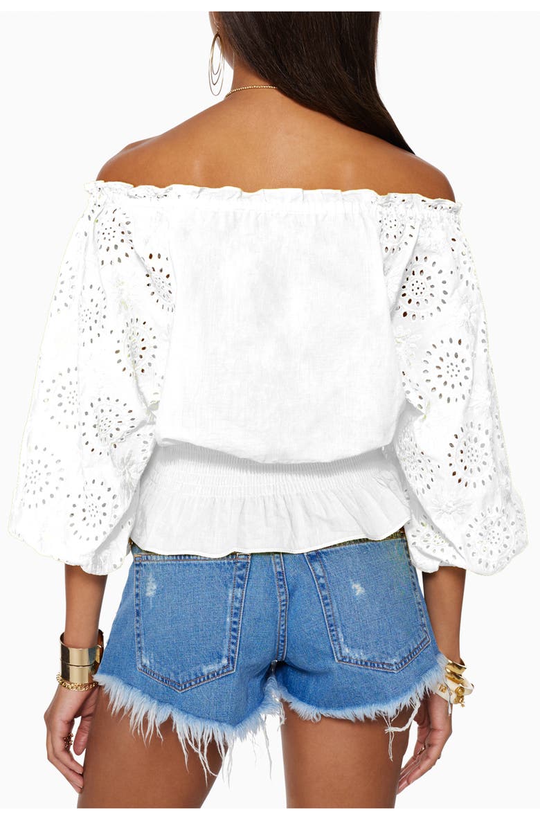 Ramy Brook Trish Off the Shoulder Cotton Eyelet Blouse, Alternate, color, 