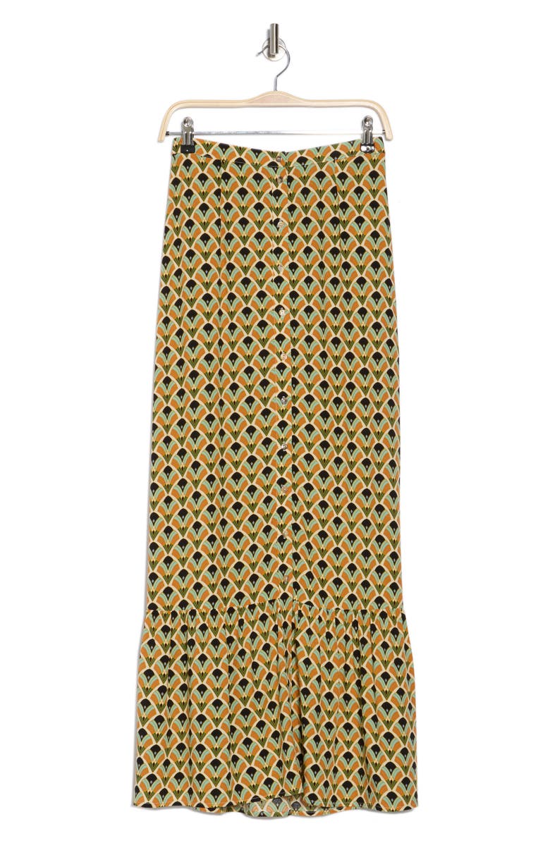 DR2 by Daniel Rainn Button Front Maxi Skirt, Alternate, color, Antique Ivory/ Yellow Print