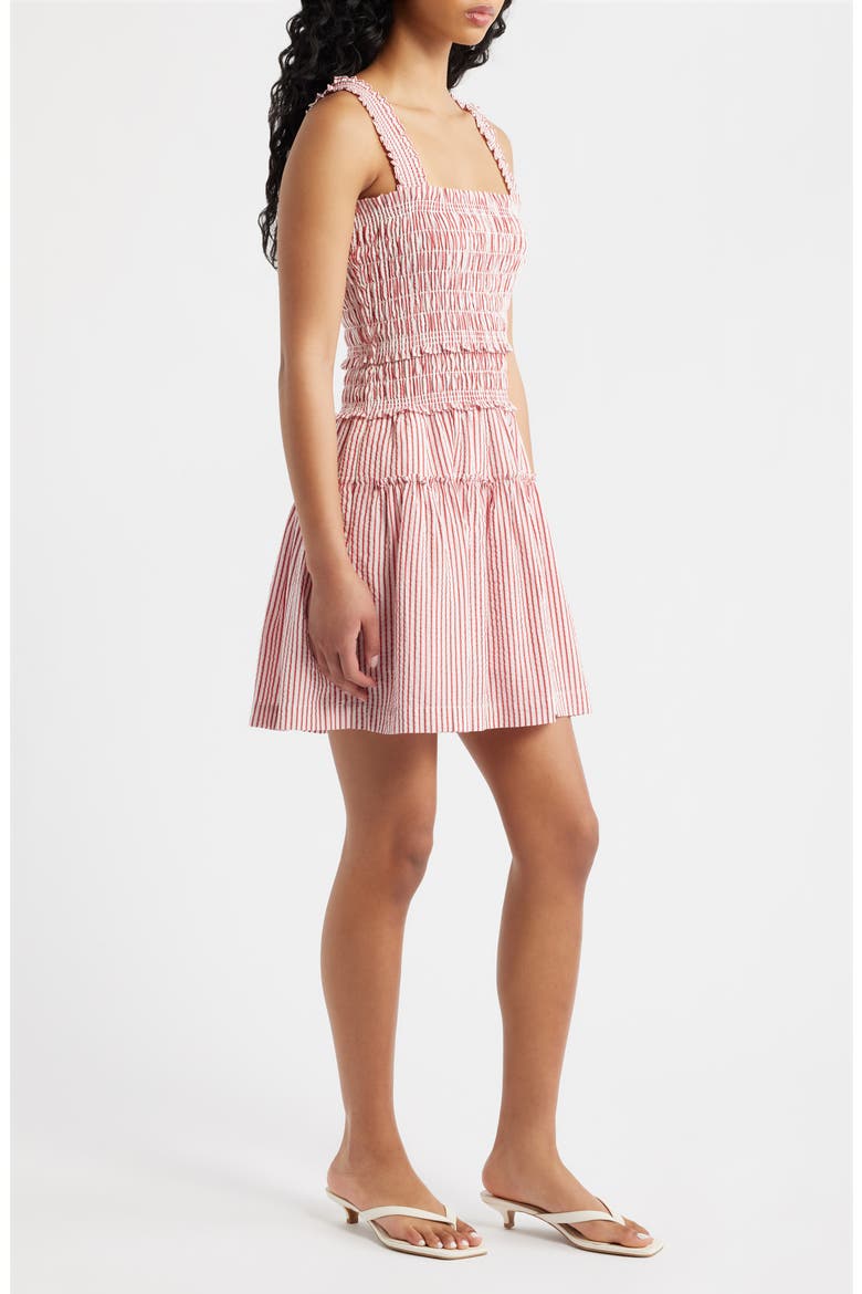 The Azaelea Nap® Fit & Flare Seersucker Minidress, Alternate, color, TICKING STRIPE RED