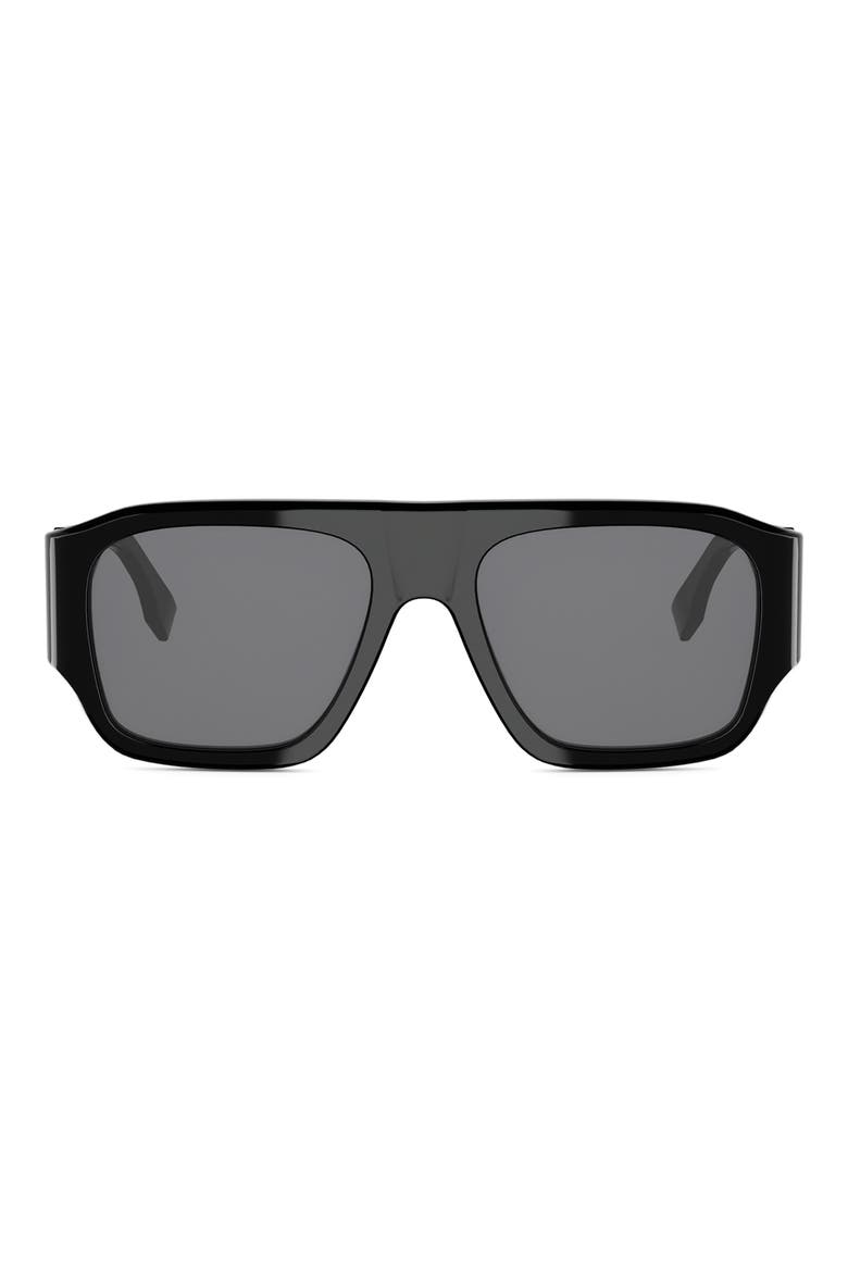 Diagonal 54mm Rectangular Sunglasses, Main, color, SHINY BLACK / SMOKE