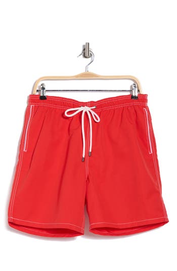 Bugatchi Clyde Solid Swim Trunks In Cherry