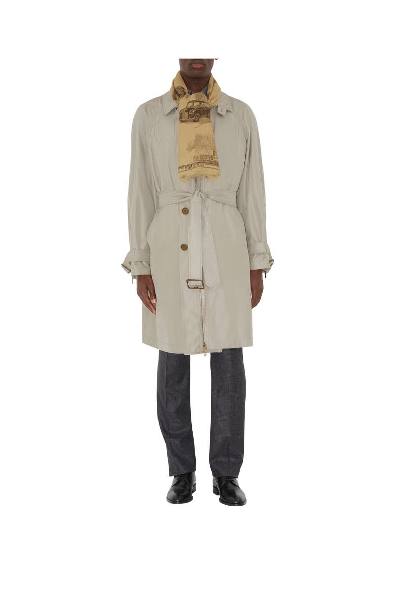 London Landmarks Wool Silk Scarf, Alternate, color, Sand beige