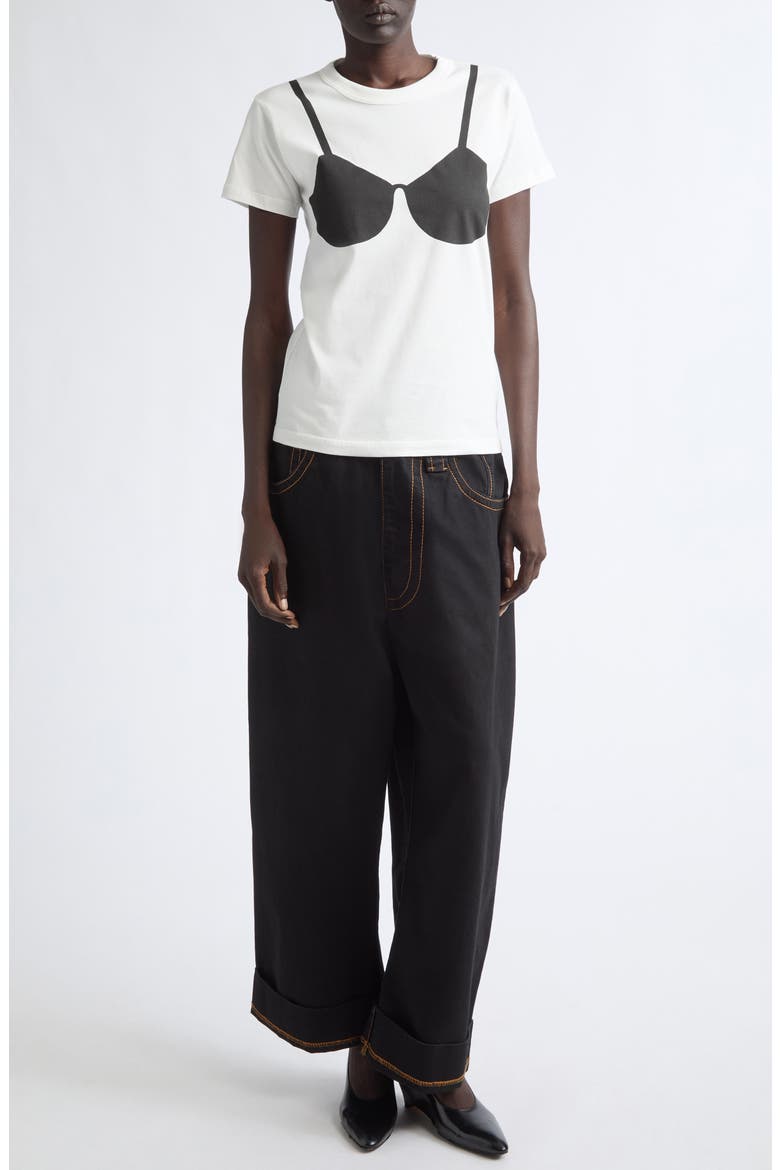 Trompe l'Oeil Bra Graphic T-Shirt, Alternate, color, WHITE