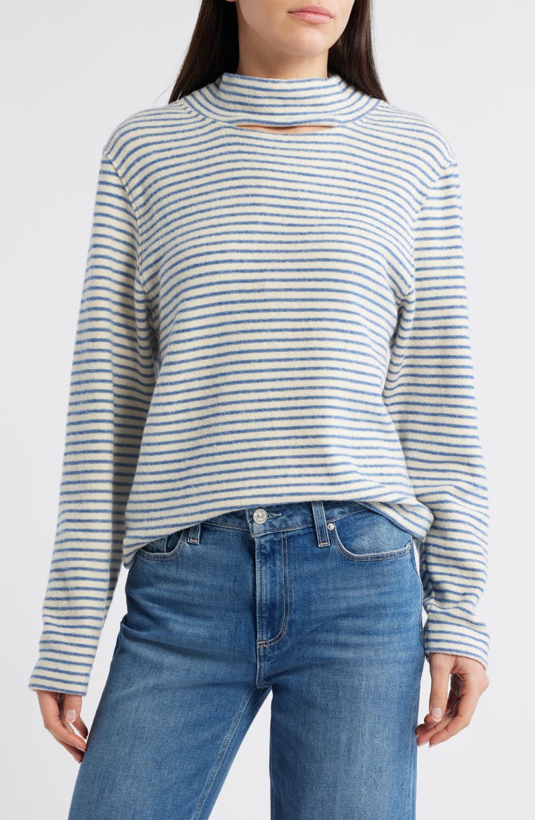 Nation LTD Delphine Stripe Cutout Cotton Knit Top, Main, color,