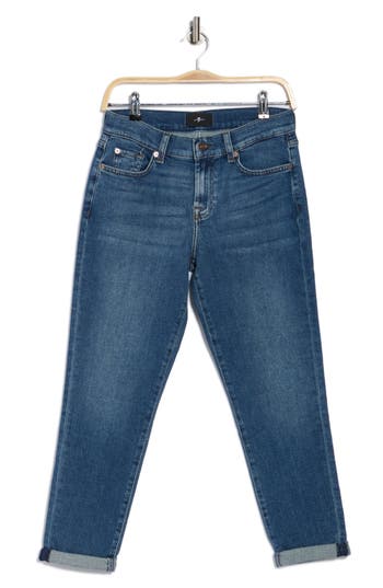 7 For All Mankind Josefina Cuffed Boyfriend Jeans In Blue