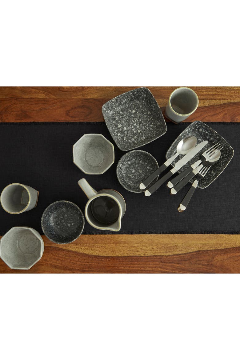 Linen Table Runner - Fringe, Alternate, color, Black