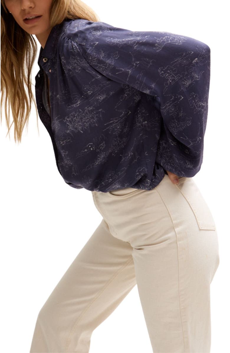 LILY AND LIONEL Marrianne Peter Pan Collar Shirt, Alternate, color, Navy