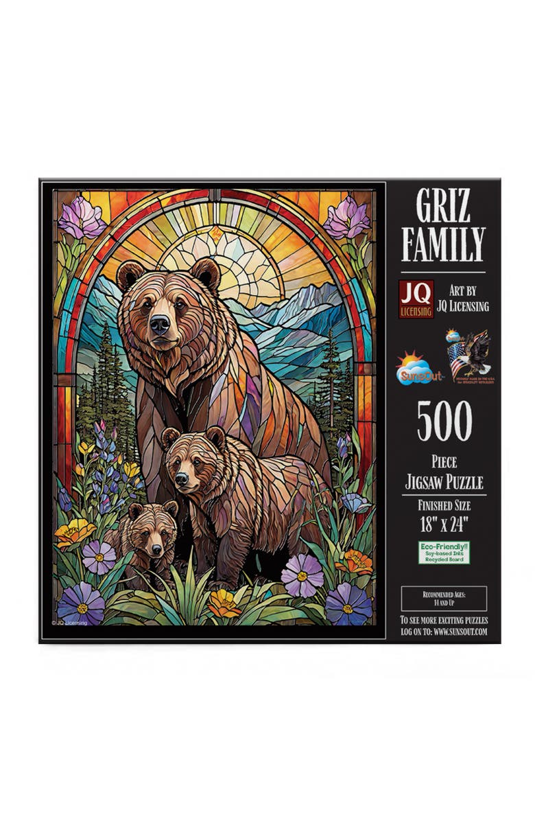 Sunsout Griz Family Stained Glass Bears 500 piece Jigsaw Puzzle for Adults, Alternate, color, Multicolor