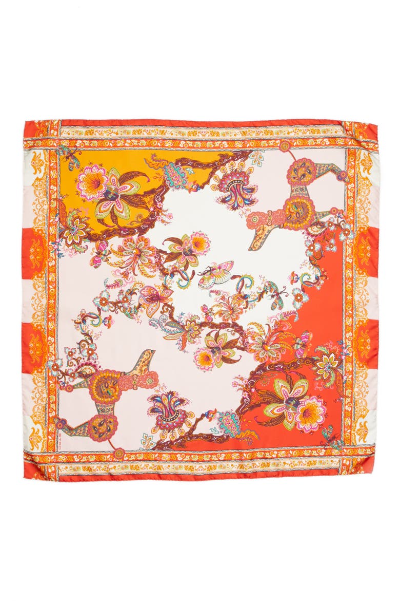 Year of the Dog Square Silk Scarf, Main, color, RED MULTI