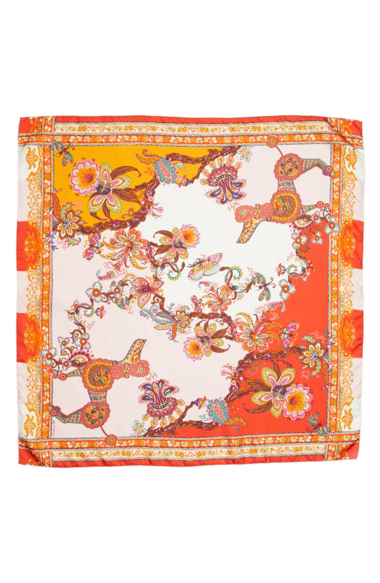 Etro Year of the Dog Square Silk Scarf, Main, color, 