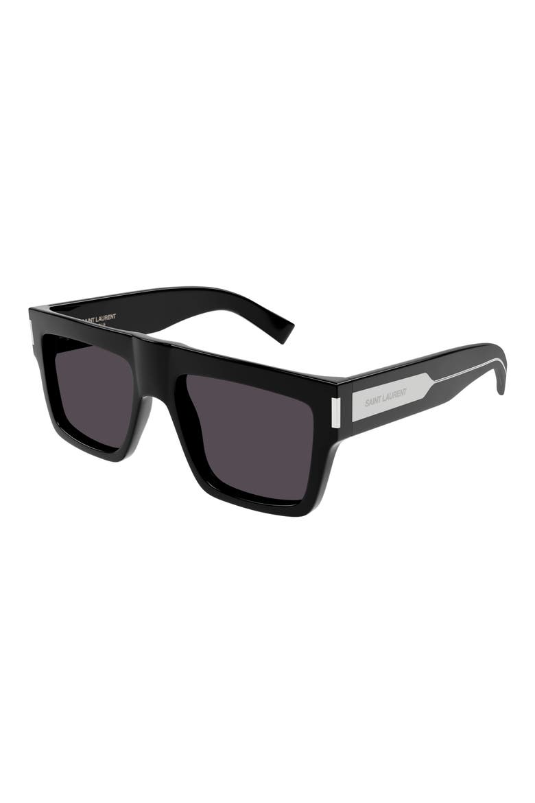 55mm Polarized Flat Top Sunglasses, Alternate, color, BLACK