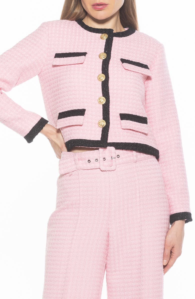 Alexia Admor Rose Tweed Jacket, Alternate, color, Pink