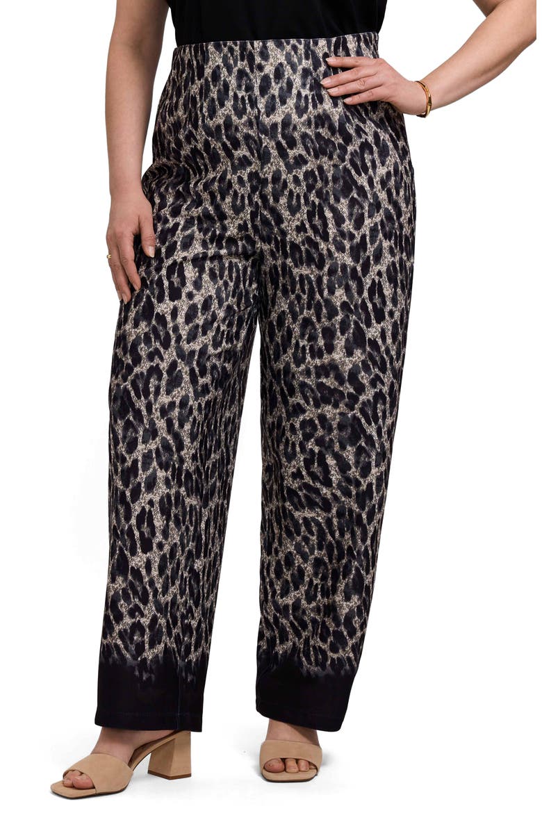 Arlette Cheetah Wide Leg Knit Crepe Pant, Main, color, BLACK/ MULTI