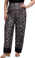 Foxcroft Arlette Cheetah Wide Leg Knit Crepe Pant