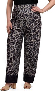 Foxcroft Arlette Cheetah Wide Leg Knit Crepe Pant