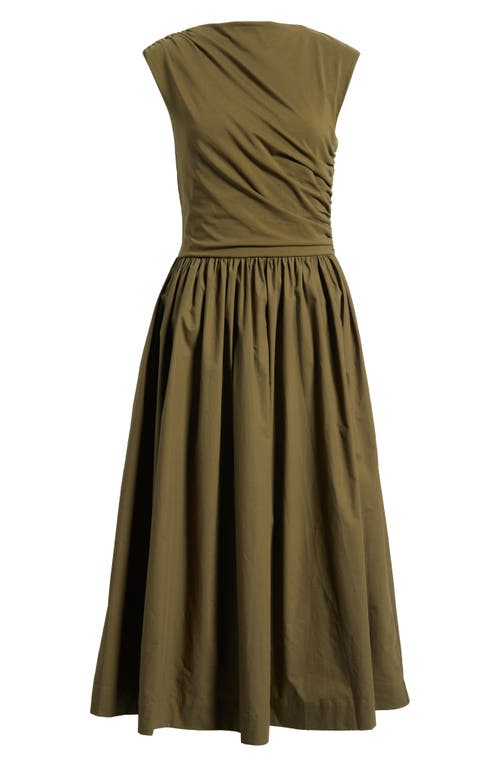 En Saison Mixed Media Midi Dress In Green