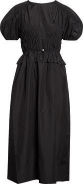 Cecilie Bahnsen Betsy Ruched Puff Sleeve Drawcord Waist Recycled Faille Dress