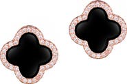 Adornia Enamel & Crystal Clover Stud Earrings