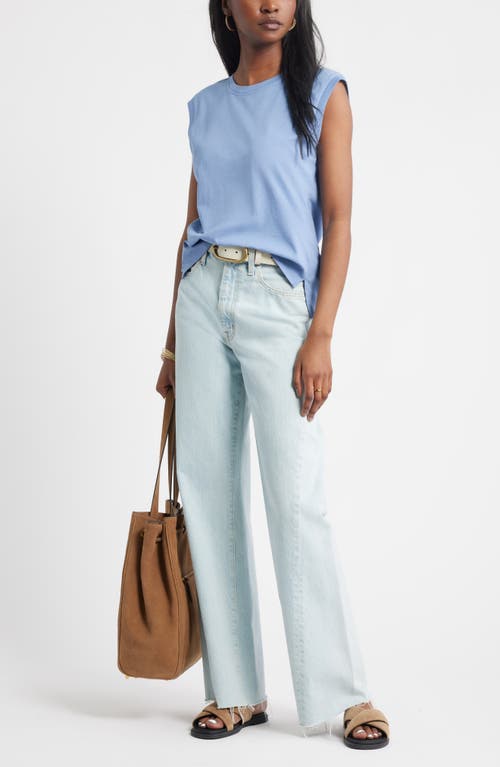 Treasure & Bond Pleat Shoulder Cotton Tank In Blue