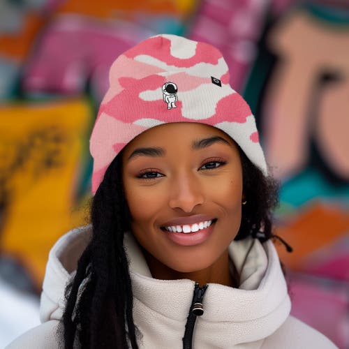 Dalix Astronaut Beanie In Pink Camo