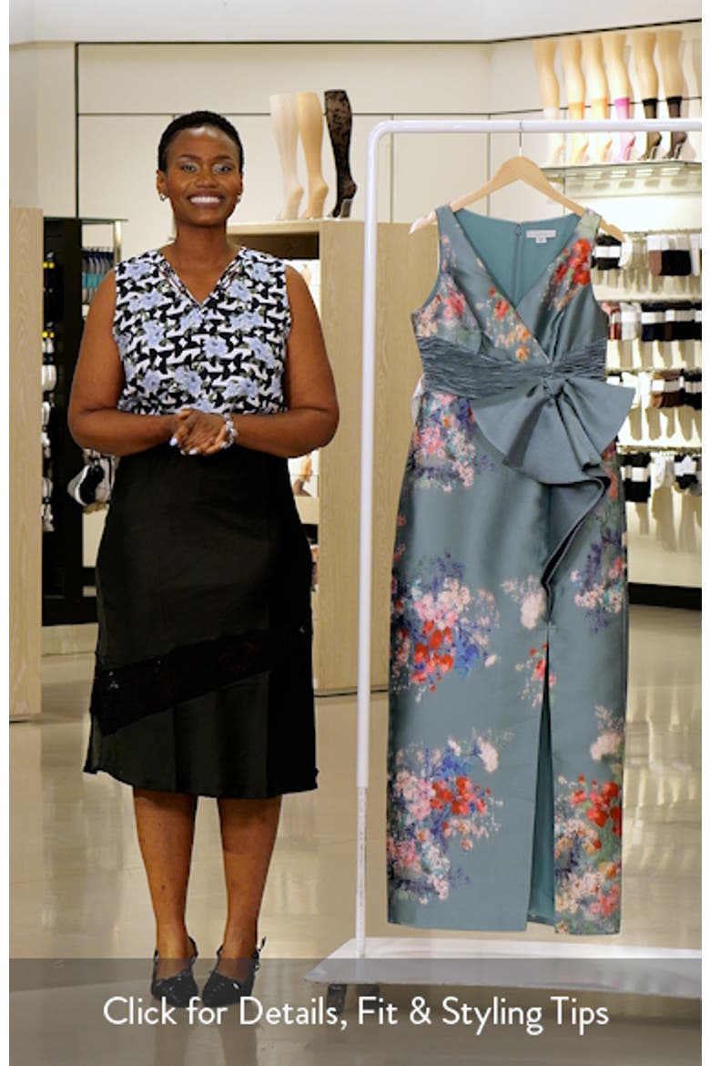 Kathleen Placed Floral Mikado Column Gown video