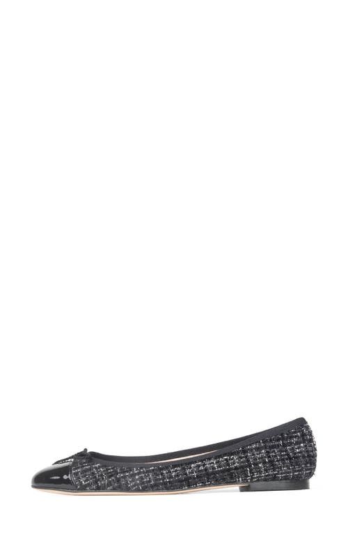 Paul Mayer Luxe Tweed Cap Toe Ballet Flat In Black