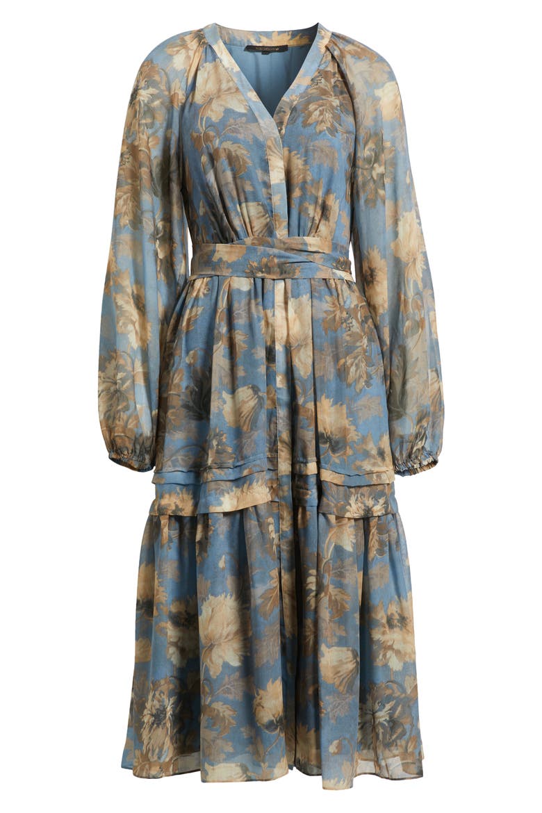 Belle Long Sleeve Midi Dress, Alternate, color, SKYLINE MULTI